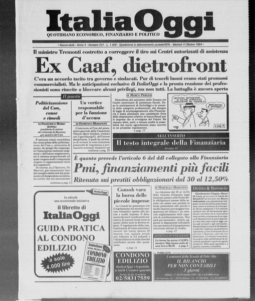 Italia oggi : quotidiano di economia finanza e politica